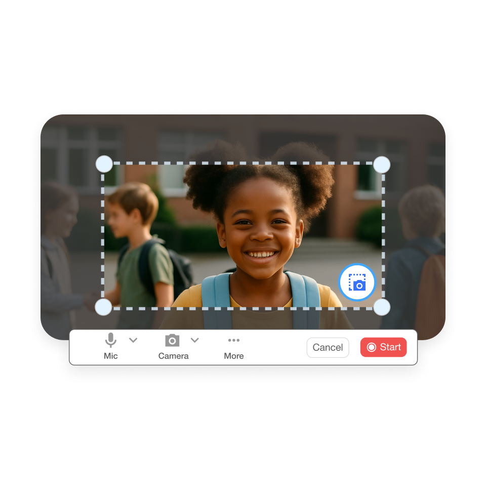 Record the screen or camera in Visla; files saved to Workspace for a back to school video maker